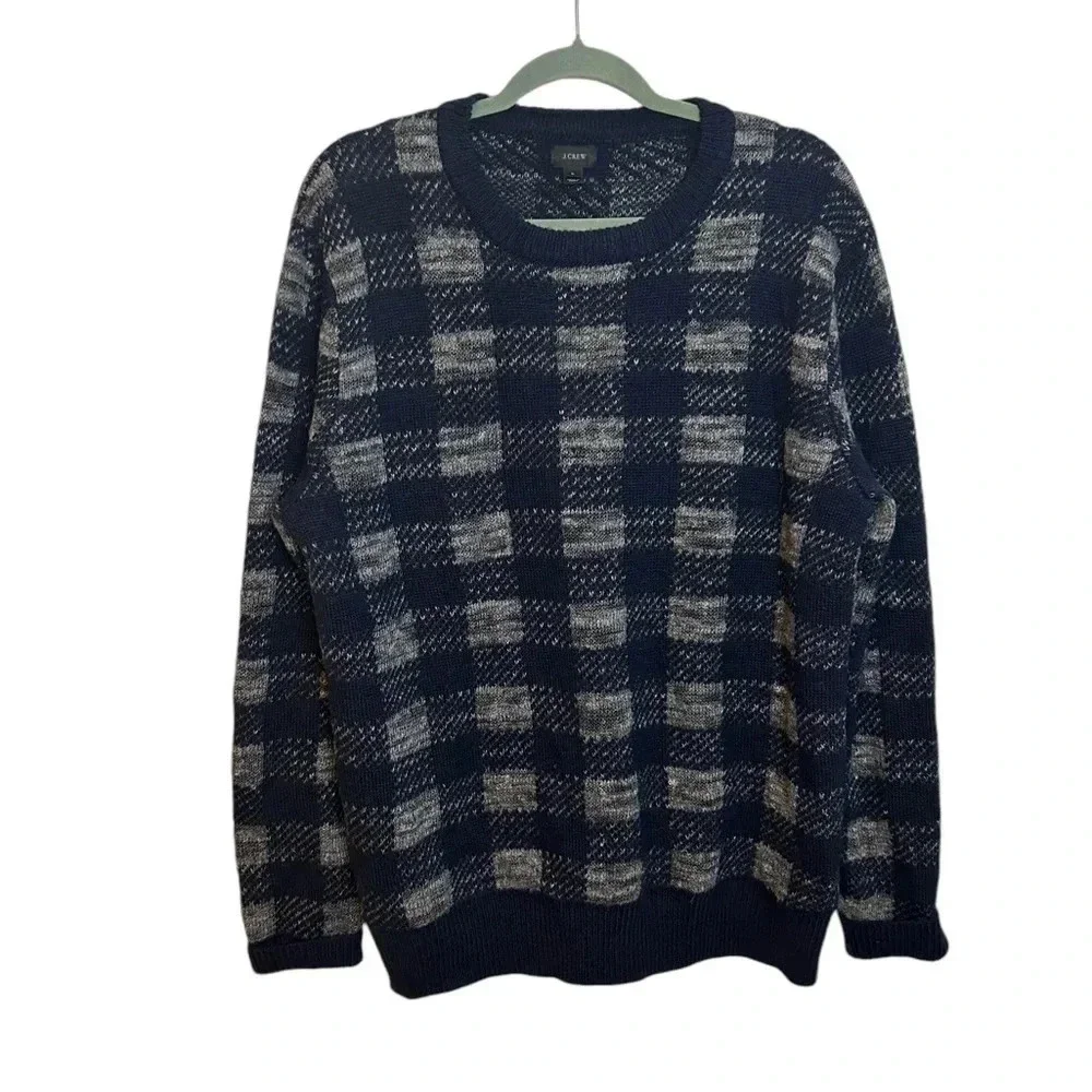 J.Crew Checkered Wool Grandpa Sweater